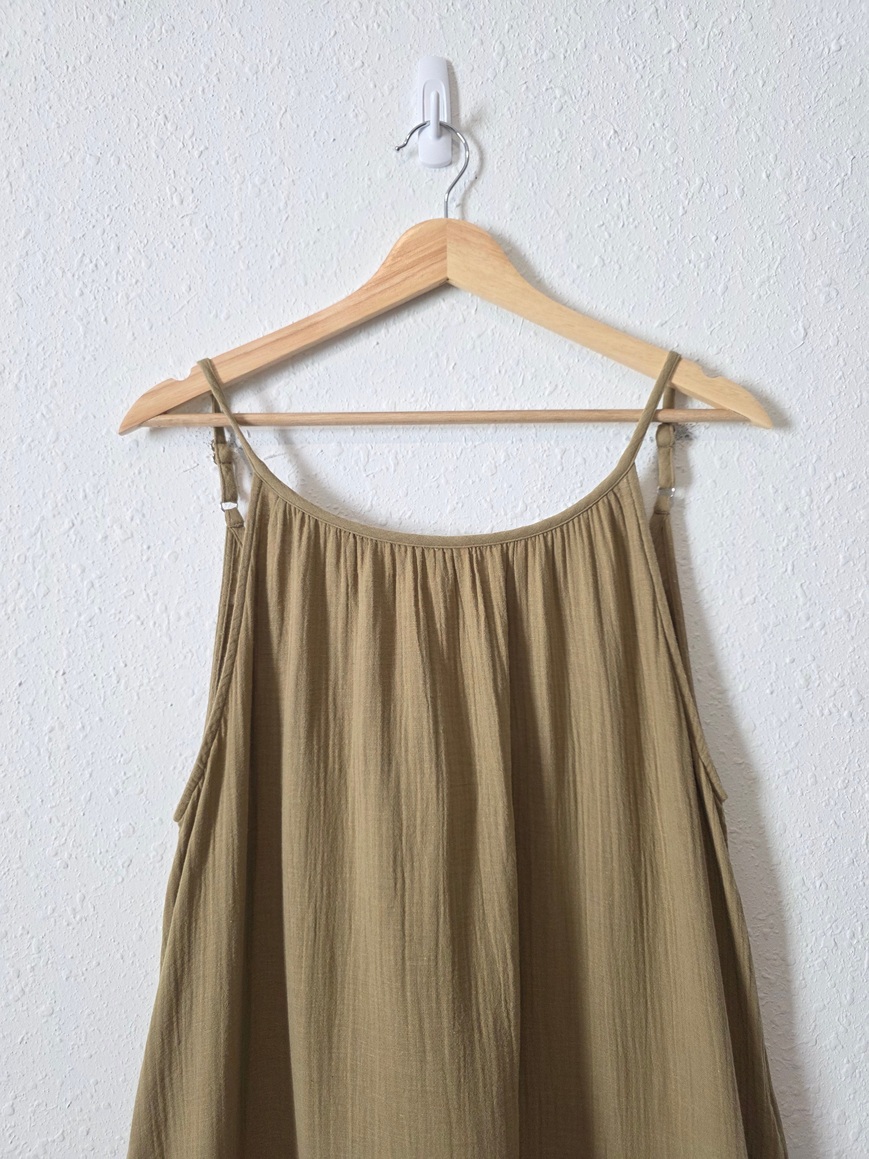 Quince Olive Gauze Maxi Dress (L)