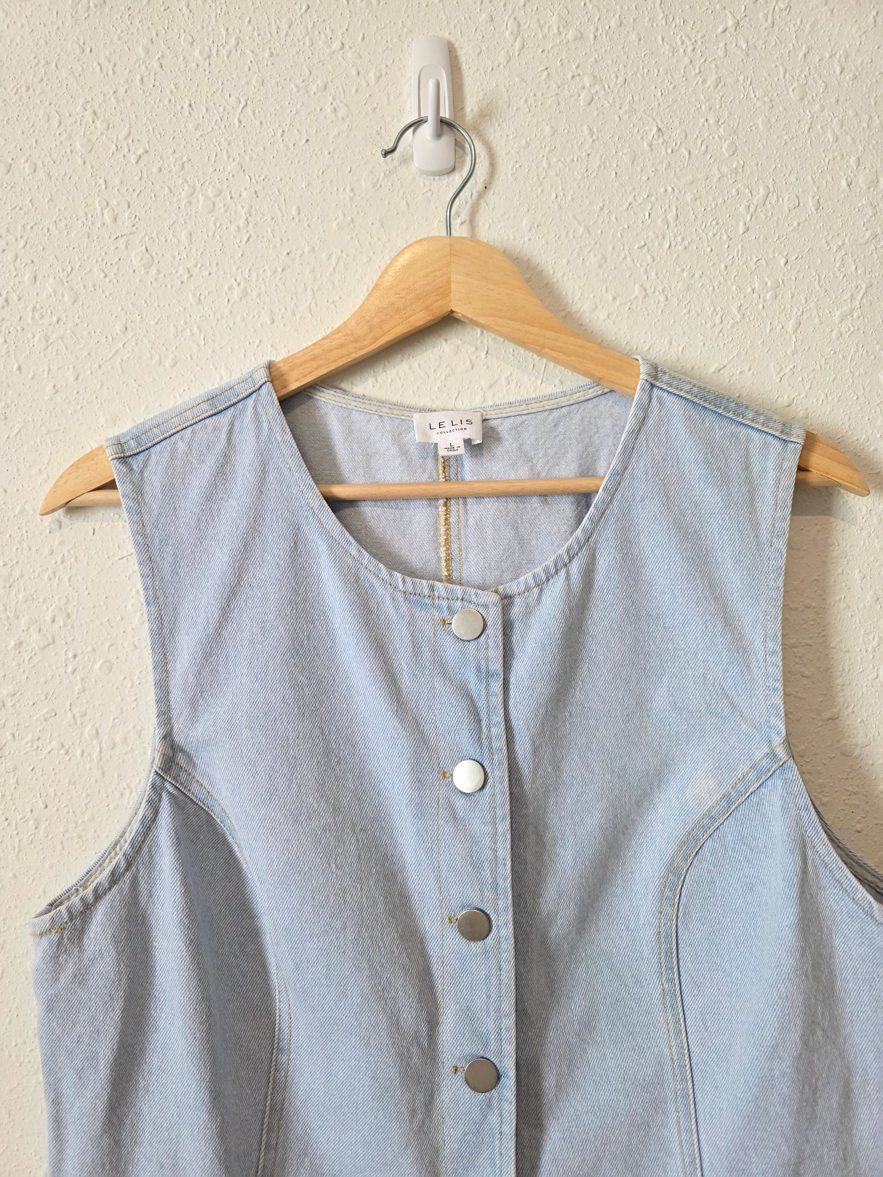 Le Lis Denim Button Up Vest (L)