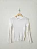 Enza Costa Pointelle Crewneck Tee (S)
