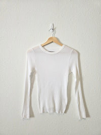 Enza Costa Pointelle Crewneck Tee (S)