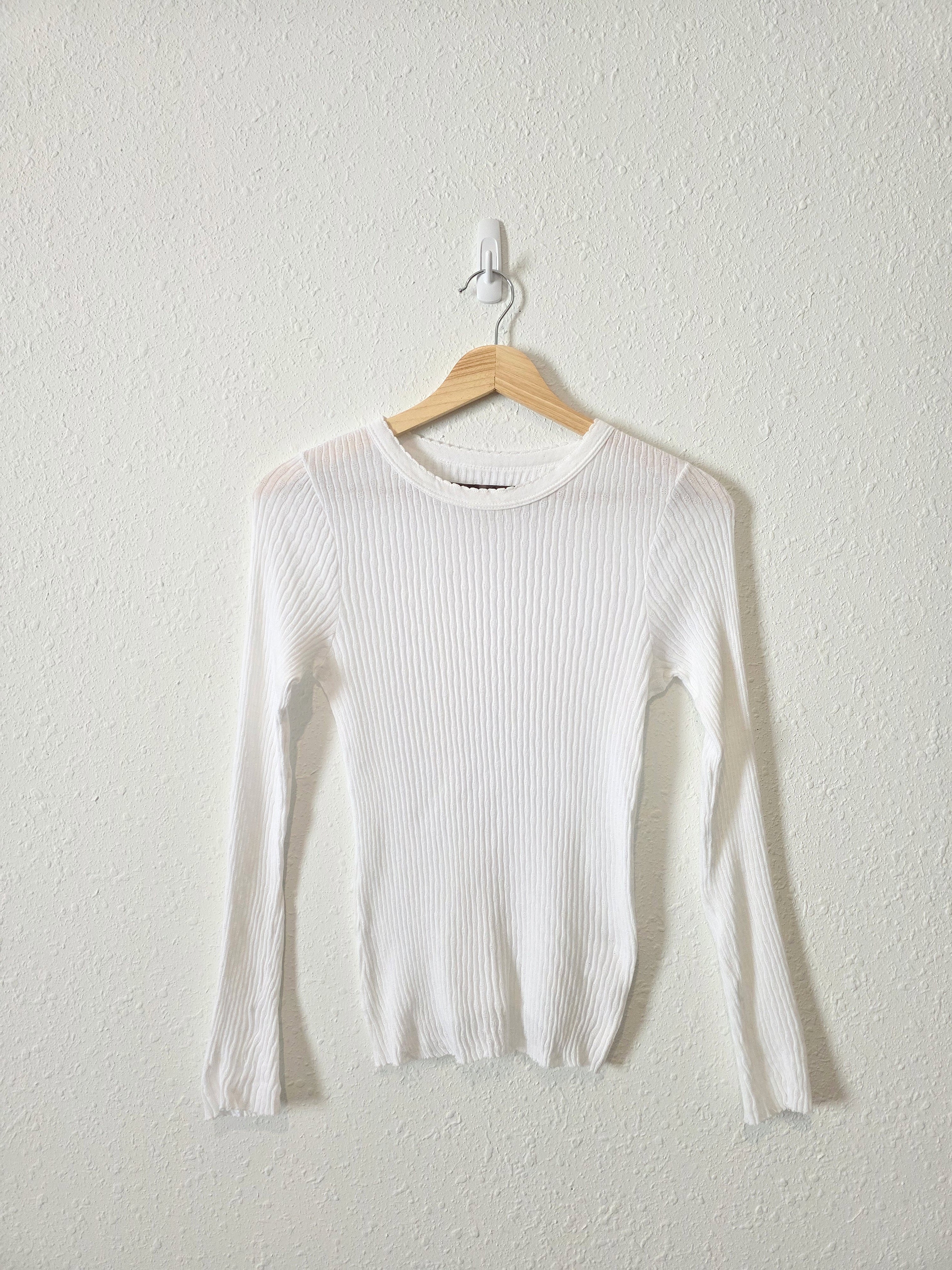 Enza Costa Pointelle Crewneck Tee (S)
