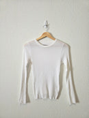 Enza Costa Pointelle Crewneck Tee (S)