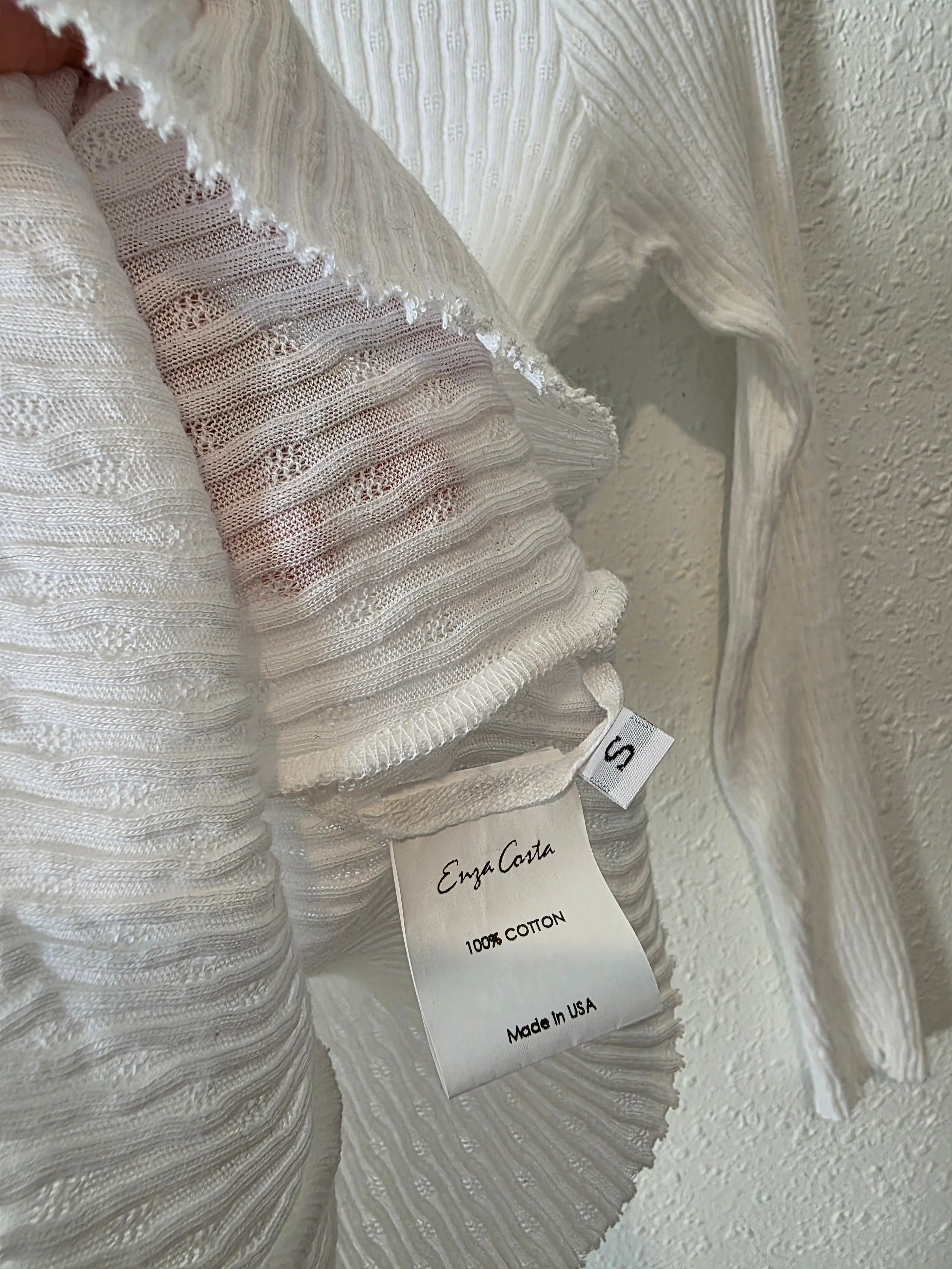 Enza Costa Pointelle Crewneck Tee (S)