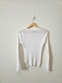 Enza Costa Pointelle Crewneck Tee (S)