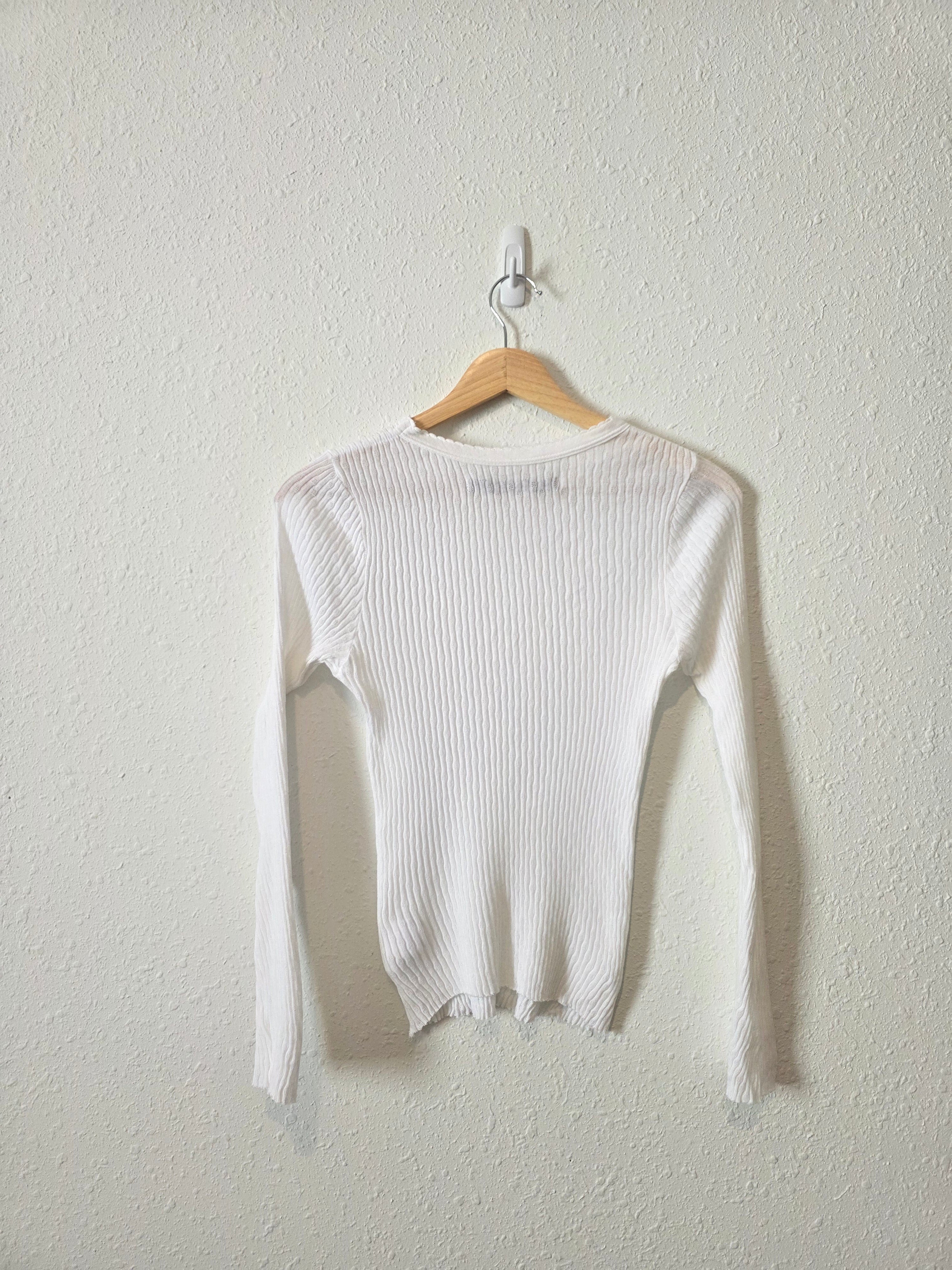 Enza Costa Pointelle Crewneck Tee (S)
