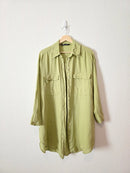 Zara Green Oversized Linen Shirt (M)