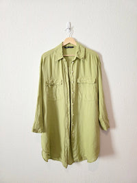 Zara Green Oversized Linen Shirt (M)