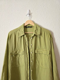 Zara Green Oversized Linen Shirt (M)