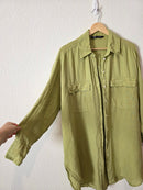 Zara Green Oversized Linen Shirt (M)