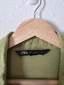 Zara Green Oversized Linen Shirt (M)