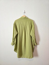 Zara Green Oversized Linen Shirt (M)