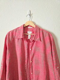 Vintage Gingham Linen Button Up (XL)