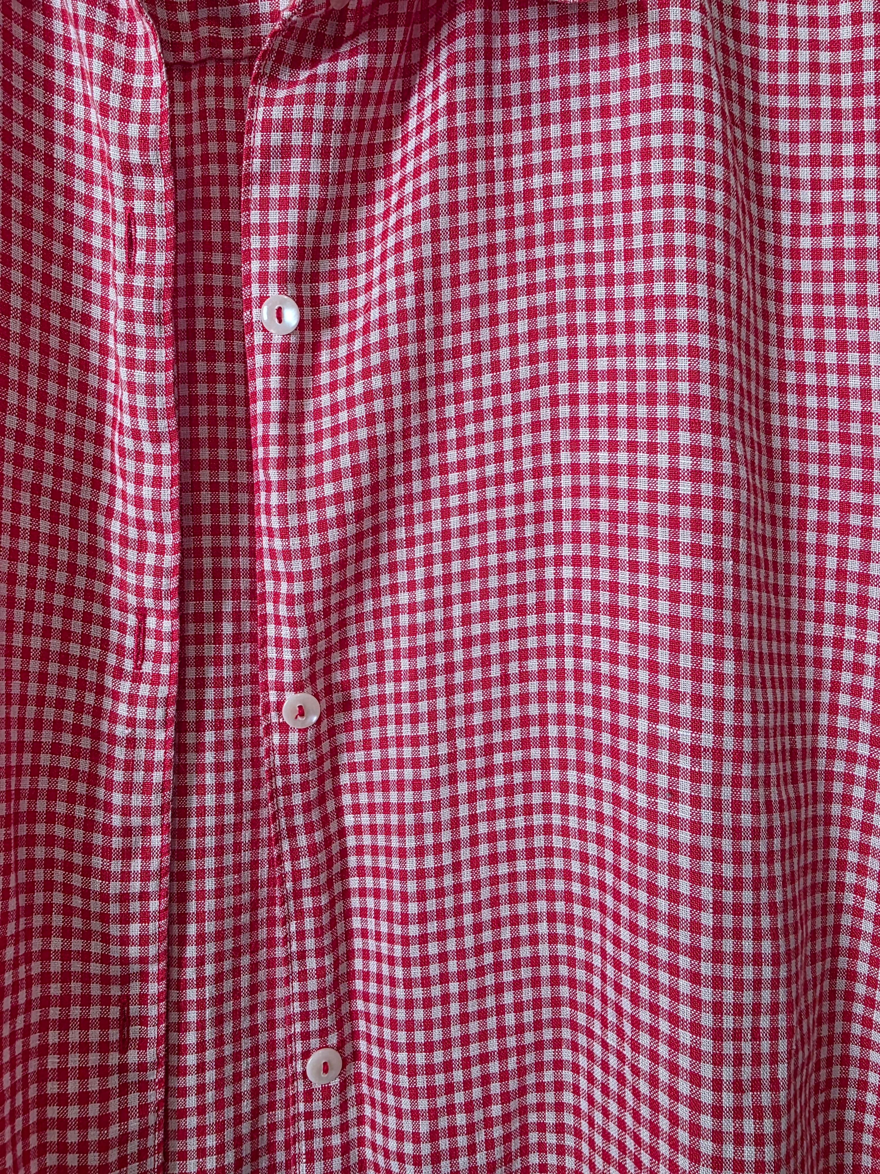 Vintage Gingham Linen Button Up (XL)