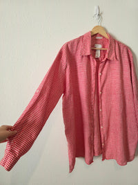 Vintage Gingham Linen Button Up (XL)