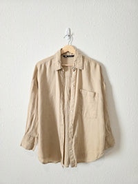 Zara Neutral Linen Button Up (S)