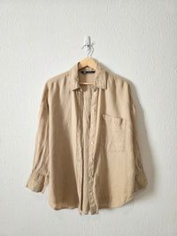 Zara Neutral Linen Button Up (S)