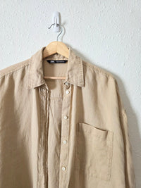 Zara Neutral Linen Button Up (S)