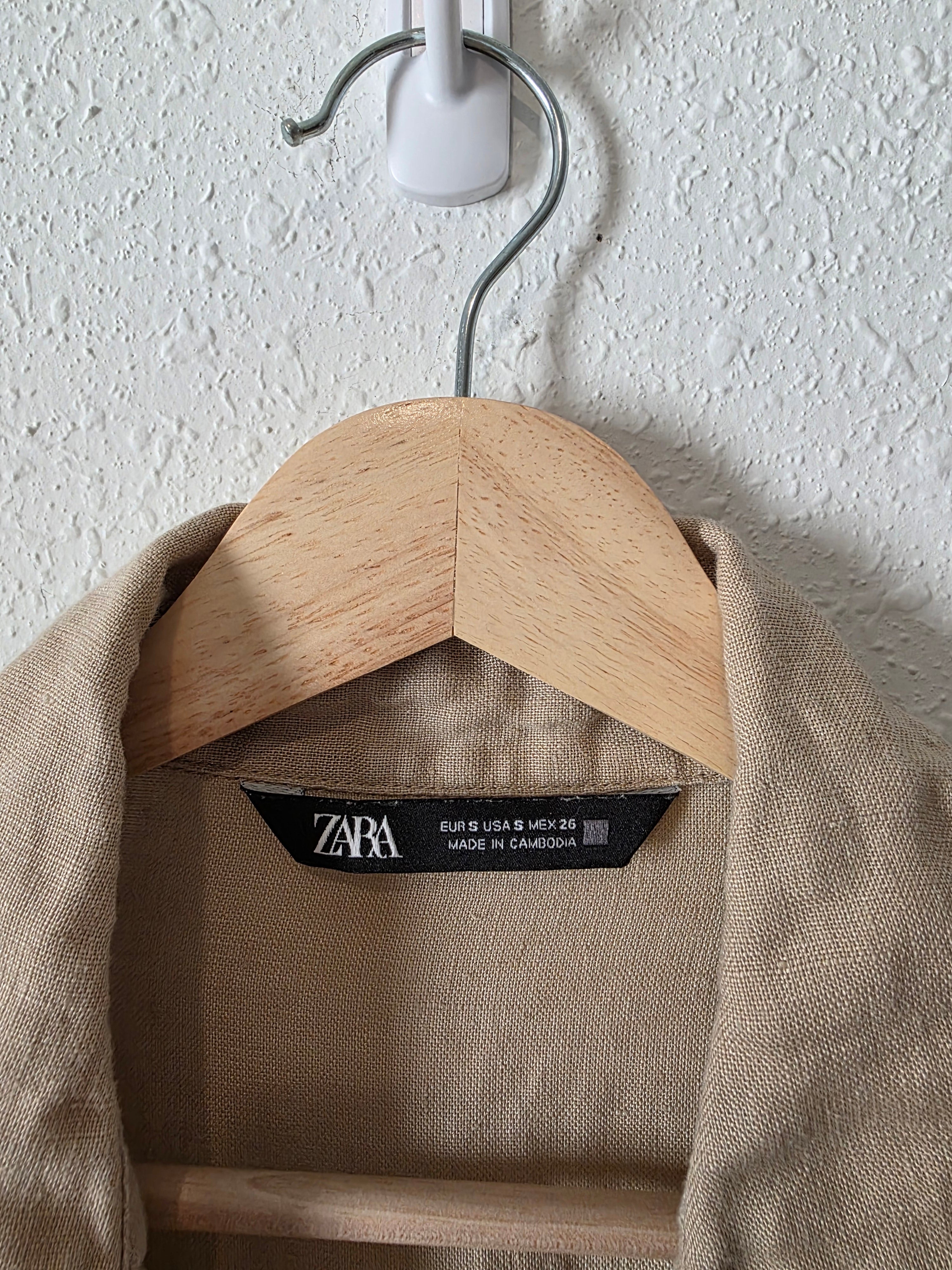 Zara Neutral Linen Button Up (S)