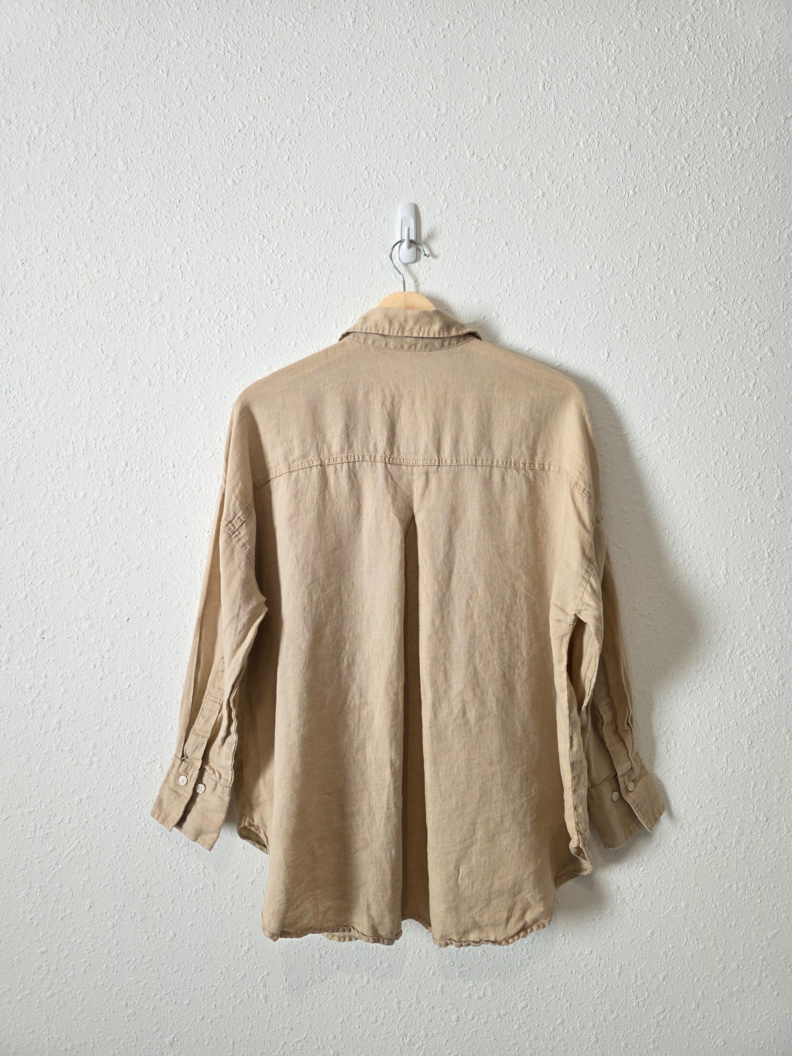 Zara Neutral Linen Button Up (S)