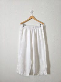 White Linen Wide Leg Pants (XL)