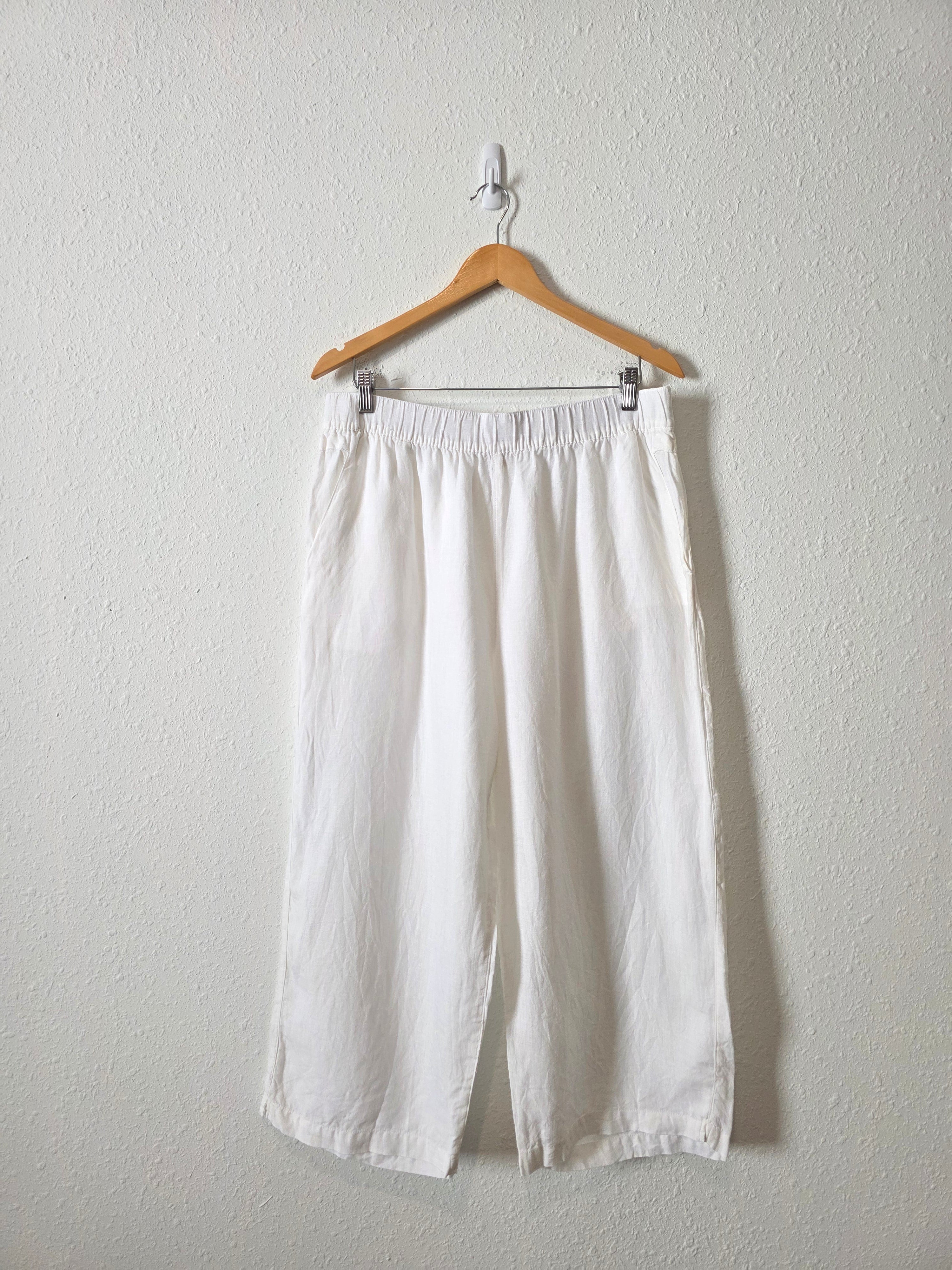 White Linen Wide Leg Pants (XL)