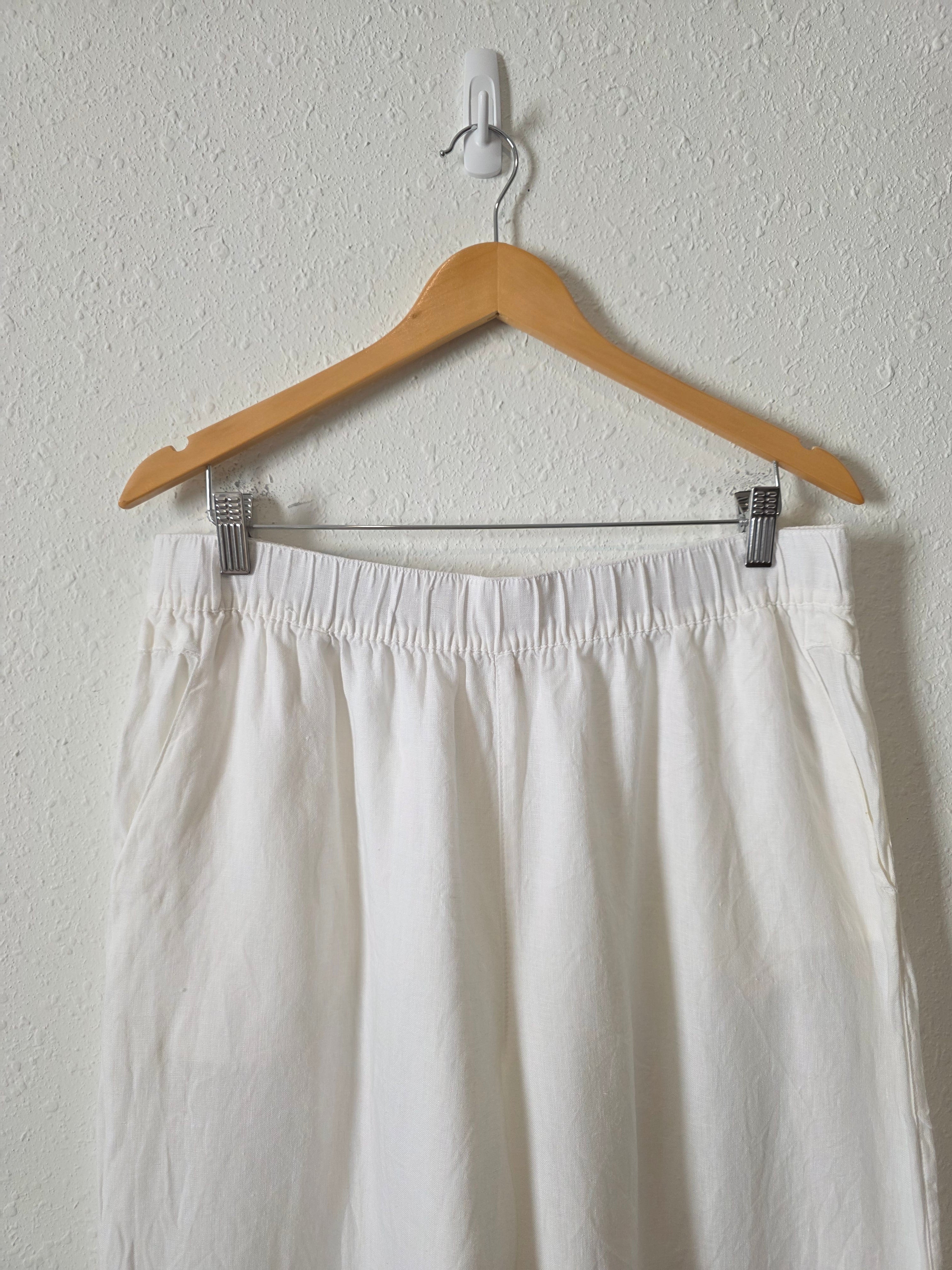 White Linen Wide Leg Pants (XL)