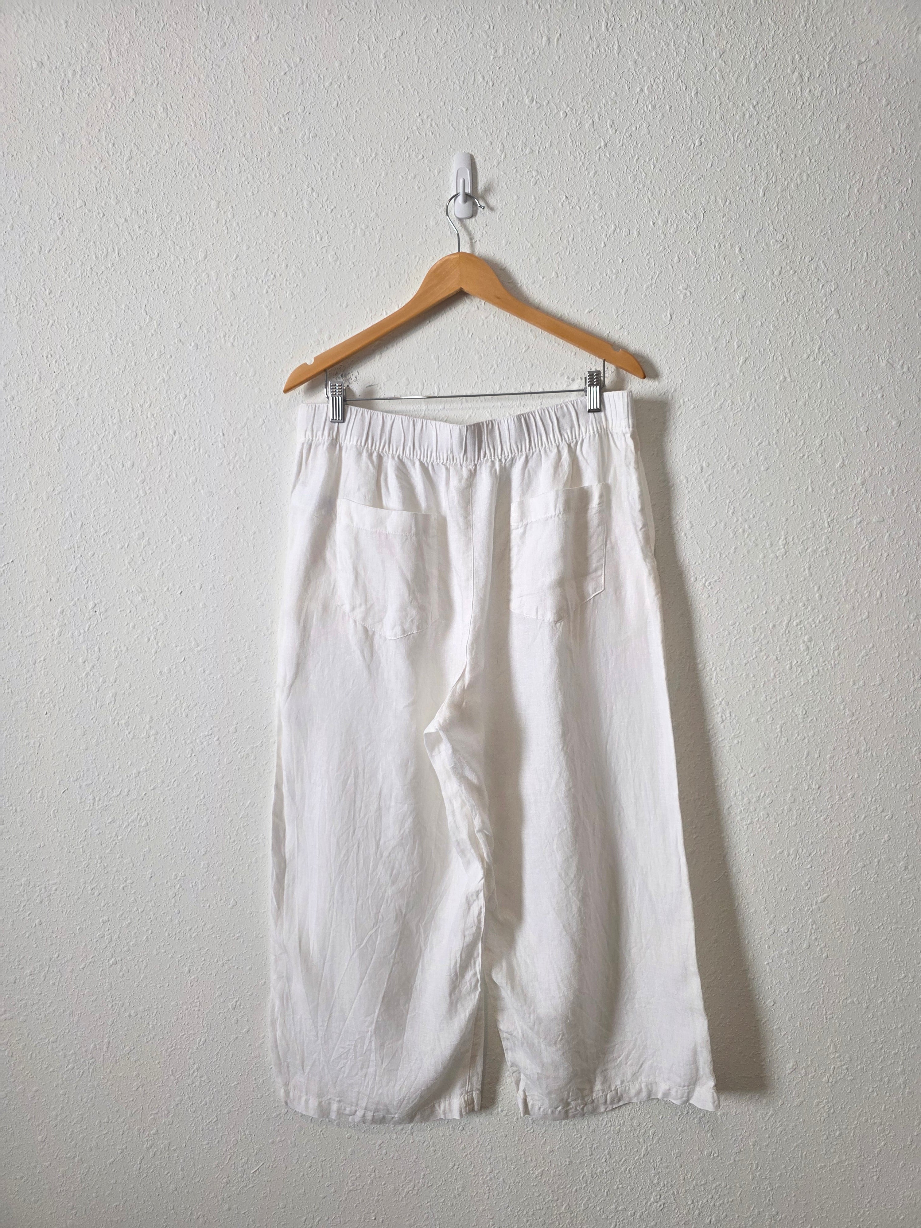 White Linen Wide Leg Pants (XL)