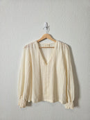 Easy Clothes Ecru Crochet Top (S/M)