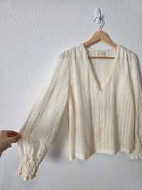 Easy Clothes Ecru Crochet Top (S/M)