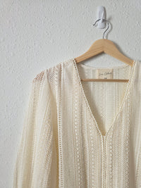 Easy Clothes Ecru Crochet Top (S/M)