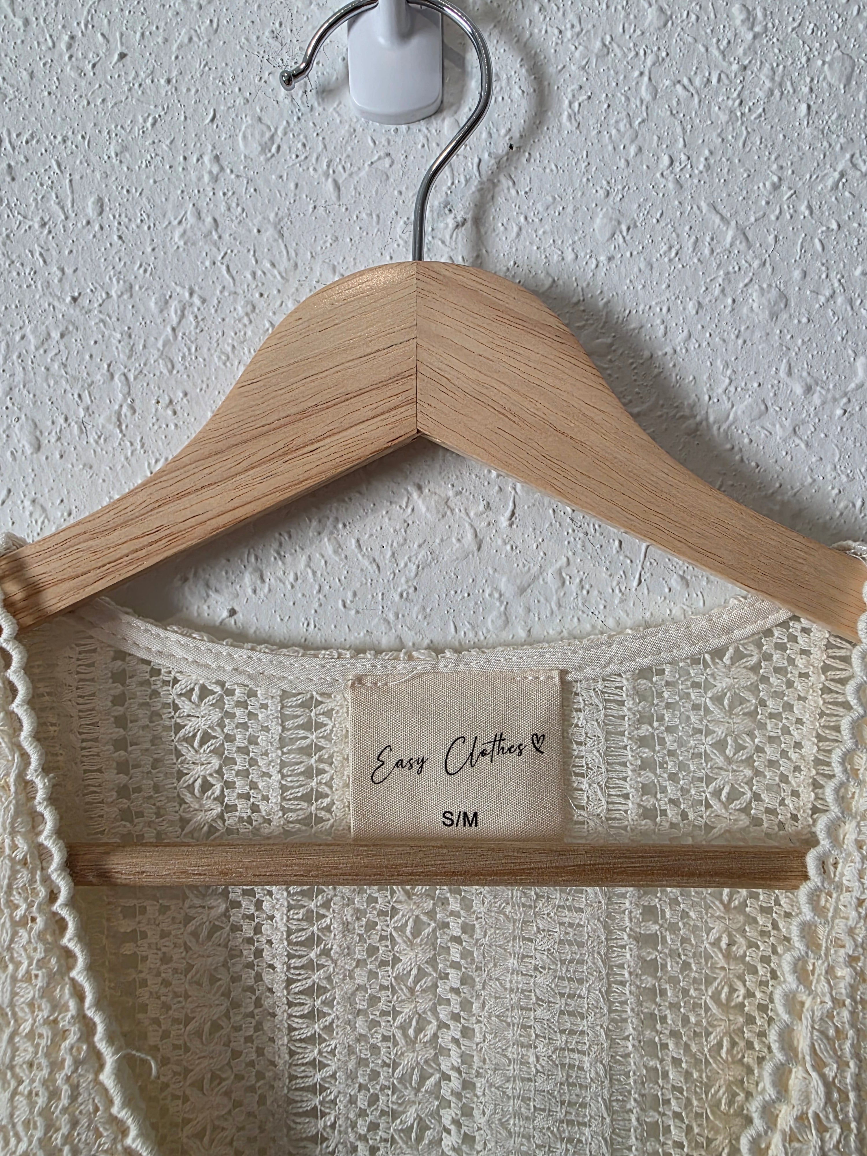 Easy Clothes Ecru Crochet Top (S/M)