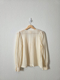 Easy Clothes Ecru Crochet Top (S/M)