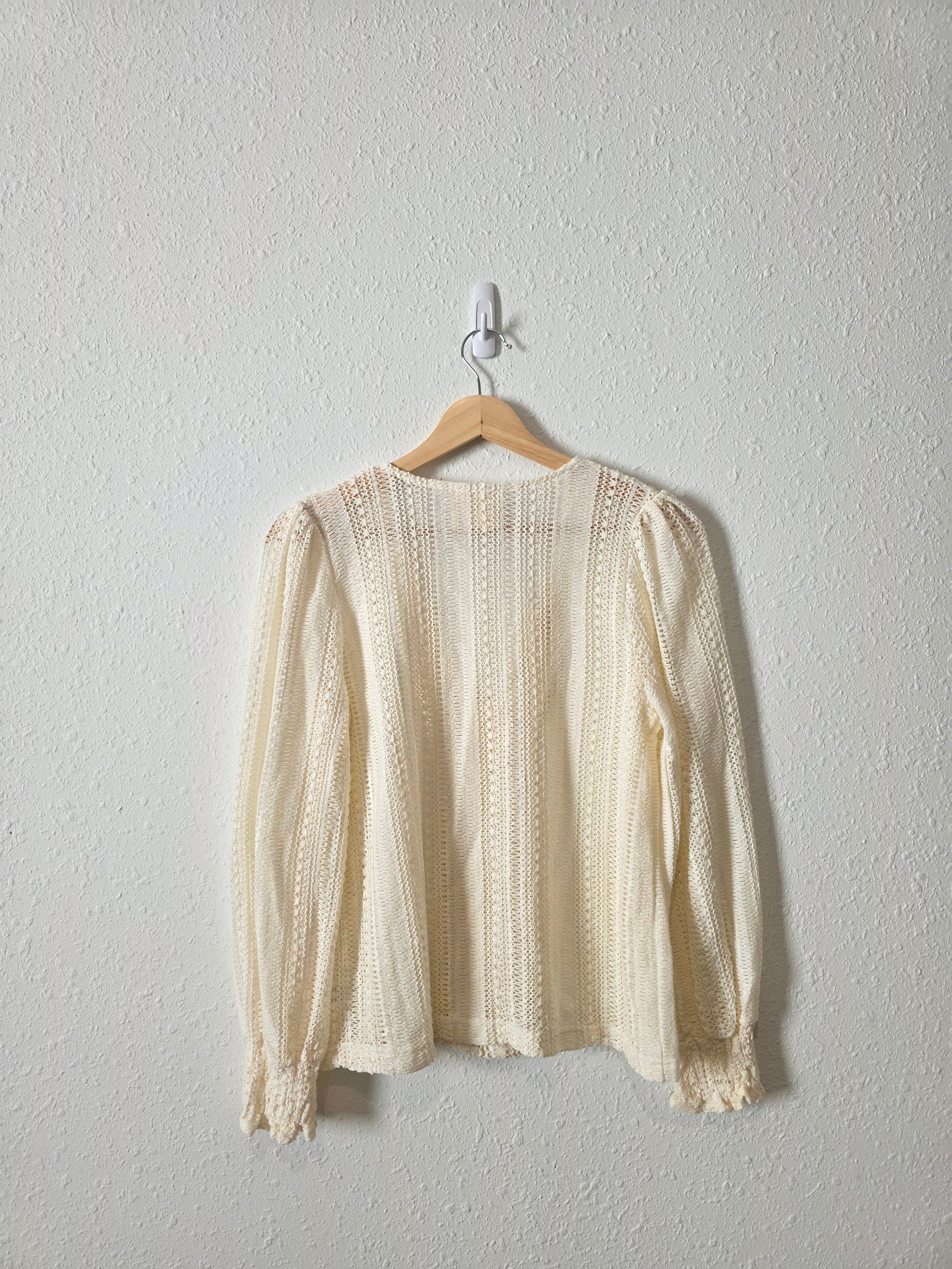 Easy Clothes Ecru Crochet Top (S/M)