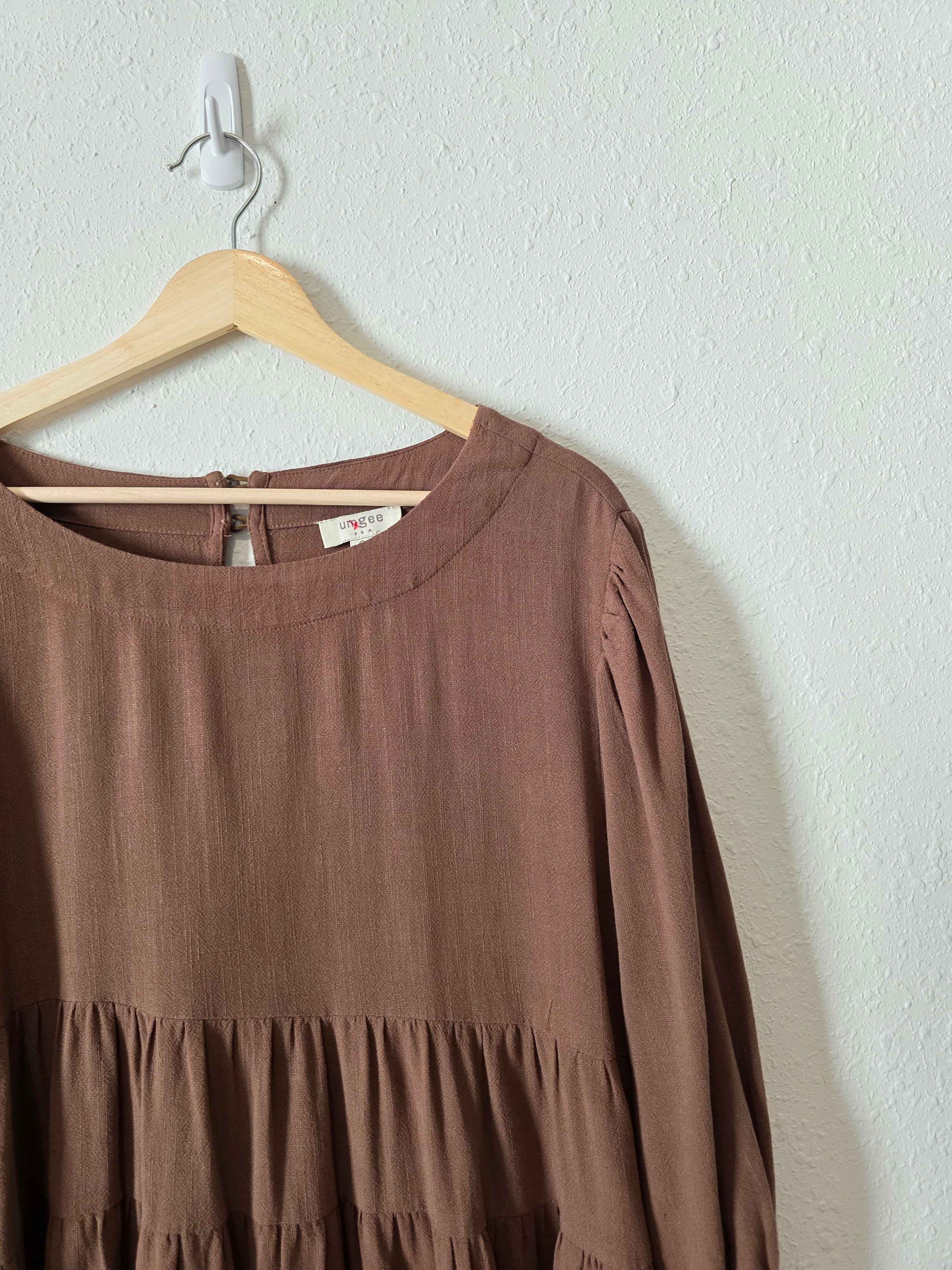 Umgee Brown Linen Cotton Tunic (S)