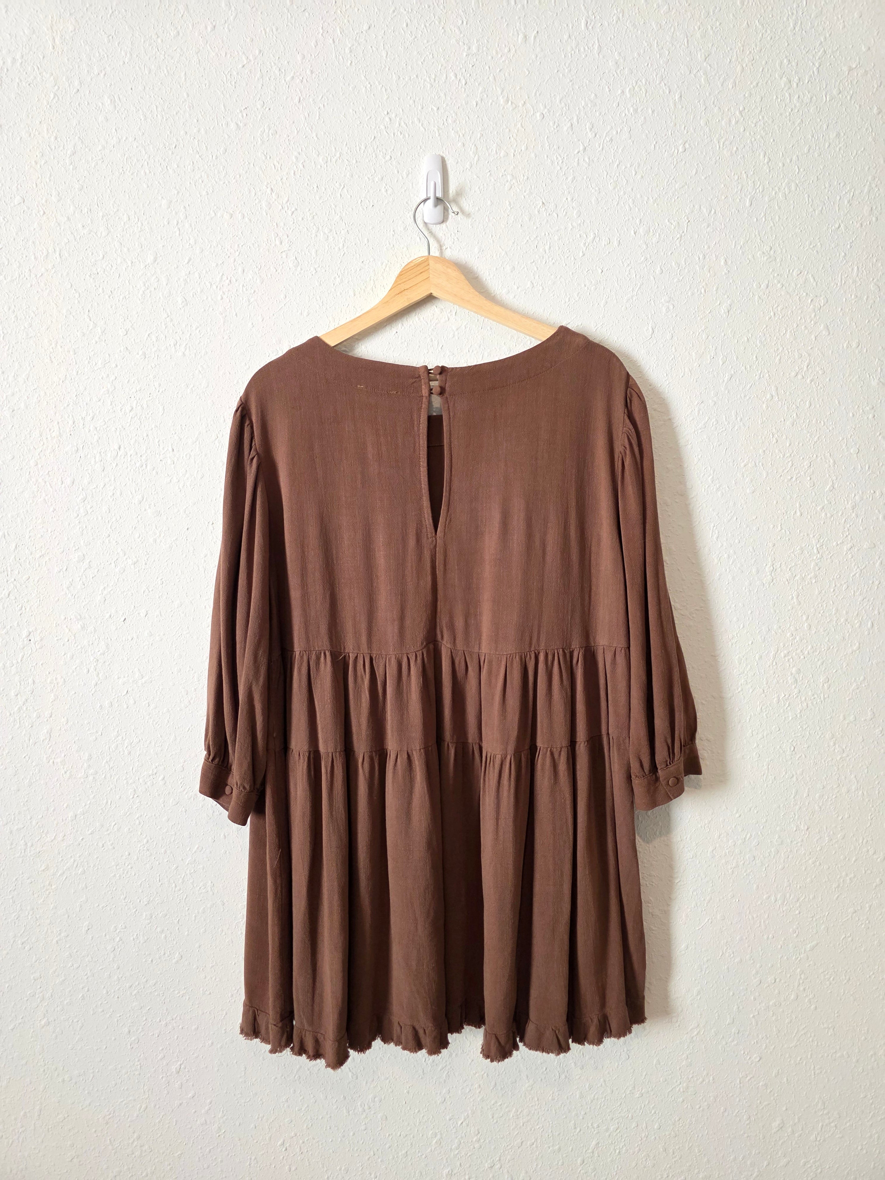 Umgee Brown Linen Cotton Tunic (S)