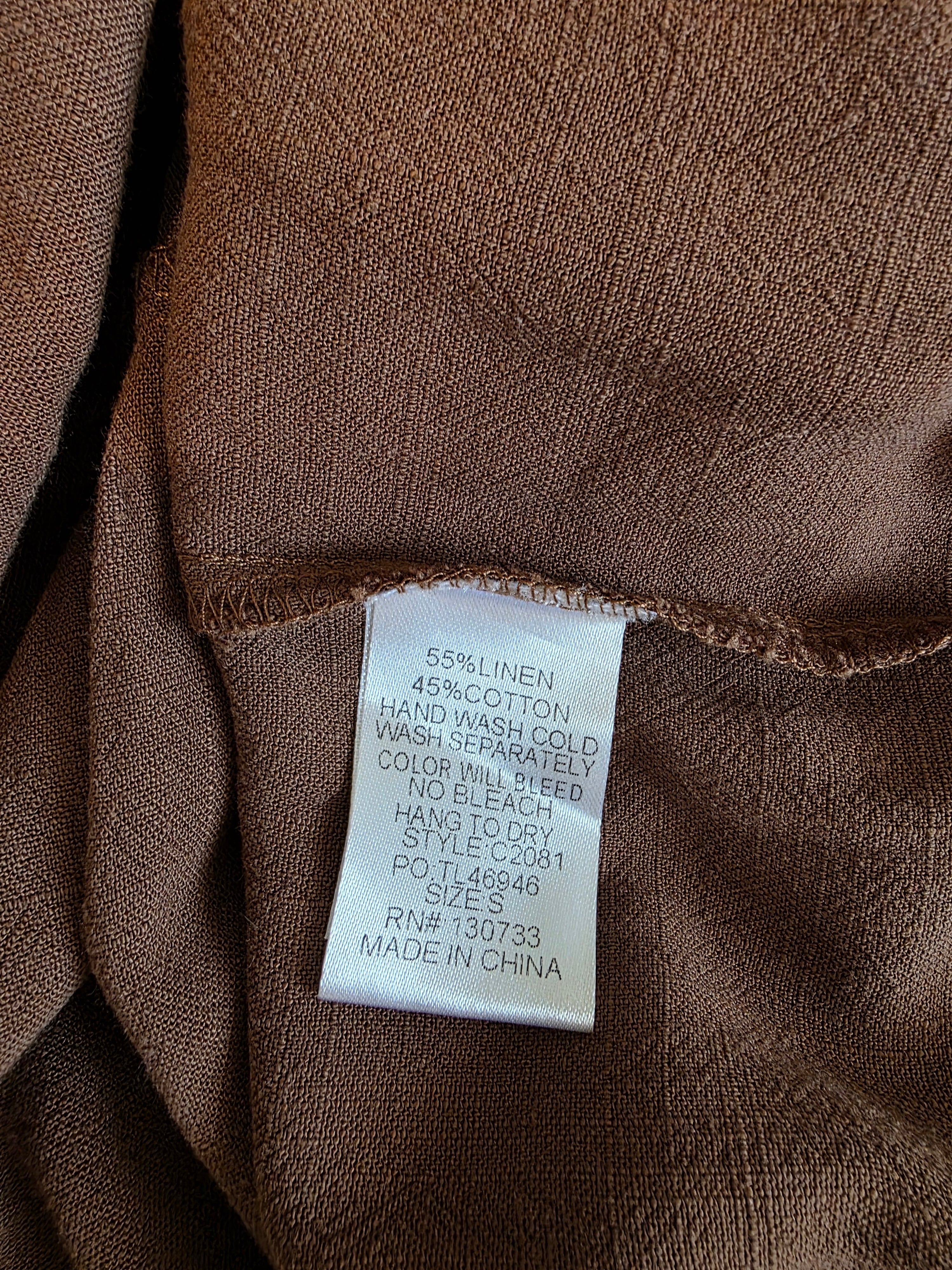 Umgee Brown Linen Cotton Tunic (S)
