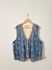 Vintage Floral Embroidered Vest (L)