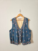 Vintage Floral Embroidered Vest (L)