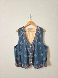 Vintage Floral Embroidered Vest (L)