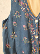 Vintage Floral Embroidered Vest (L)