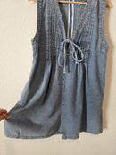 Tie Front Denim Romper (M)
