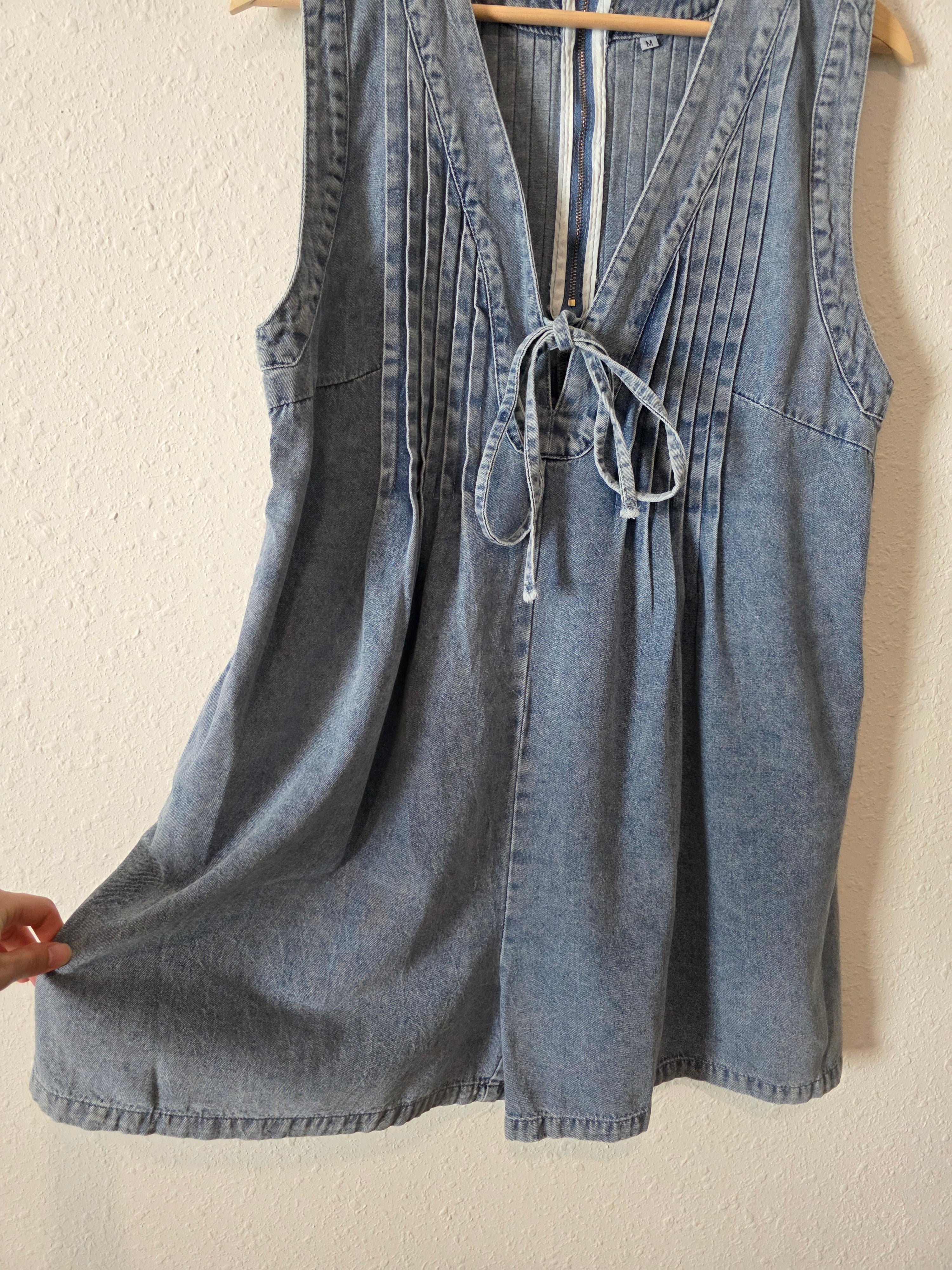Tie Front Denim Romper (M)