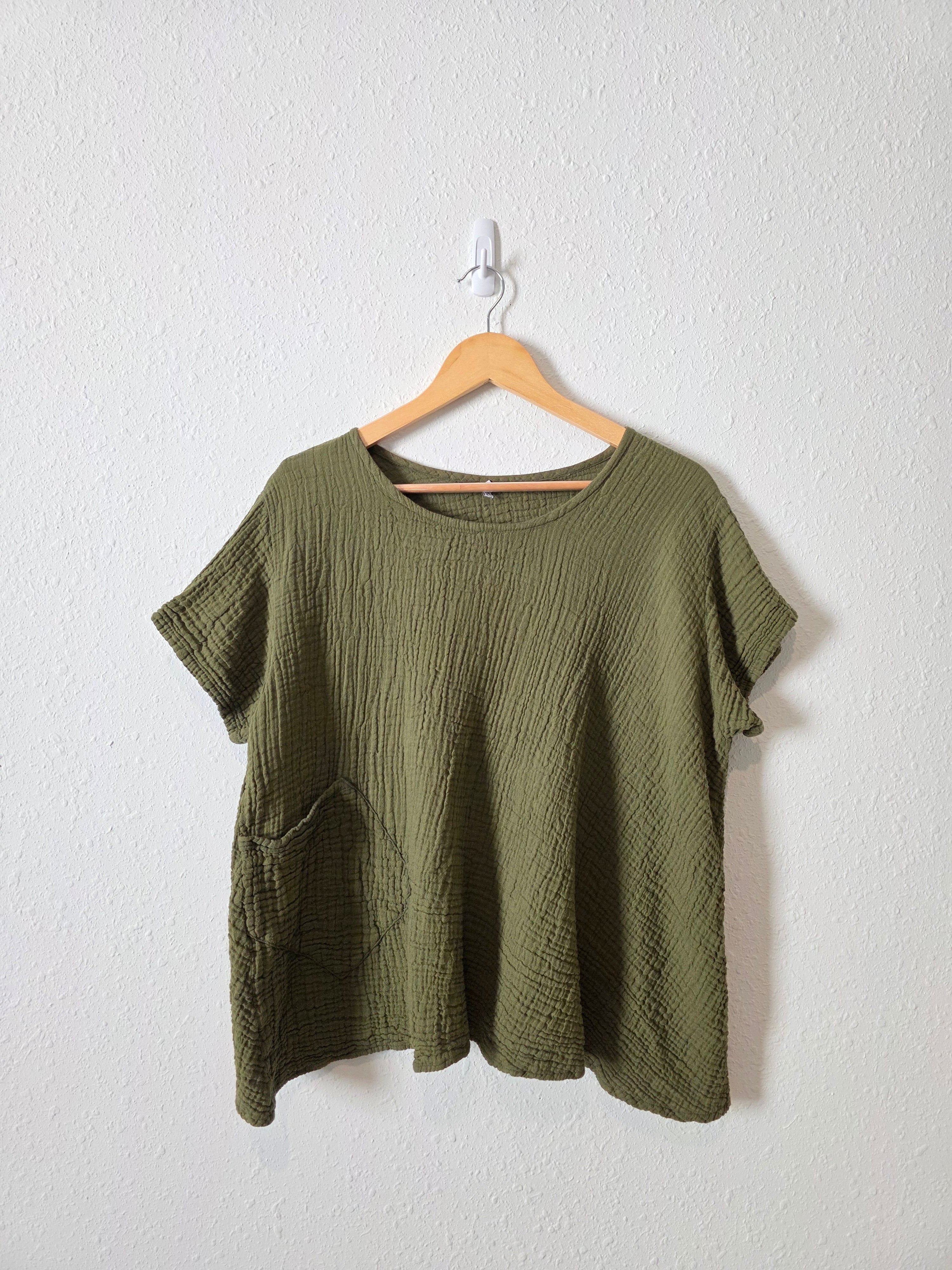 Olive Cotton Muslin Top (XXL)