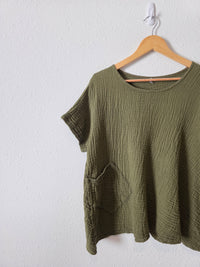 Olive Cotton Muslin Top (XXL)