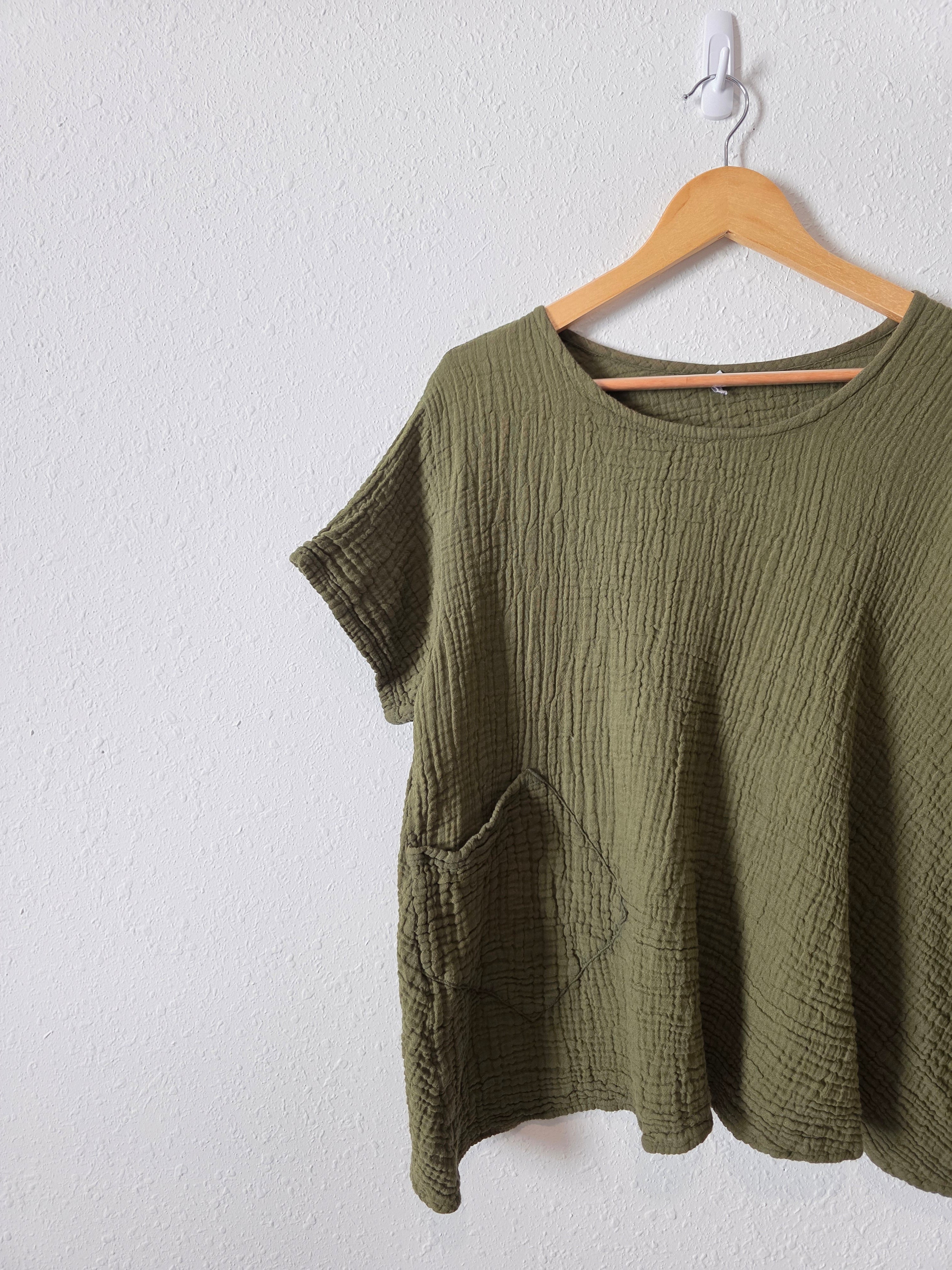 Olive Cotton Muslin Top (XXL)