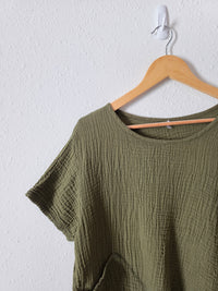 Olive Cotton Muslin Top (XXL)