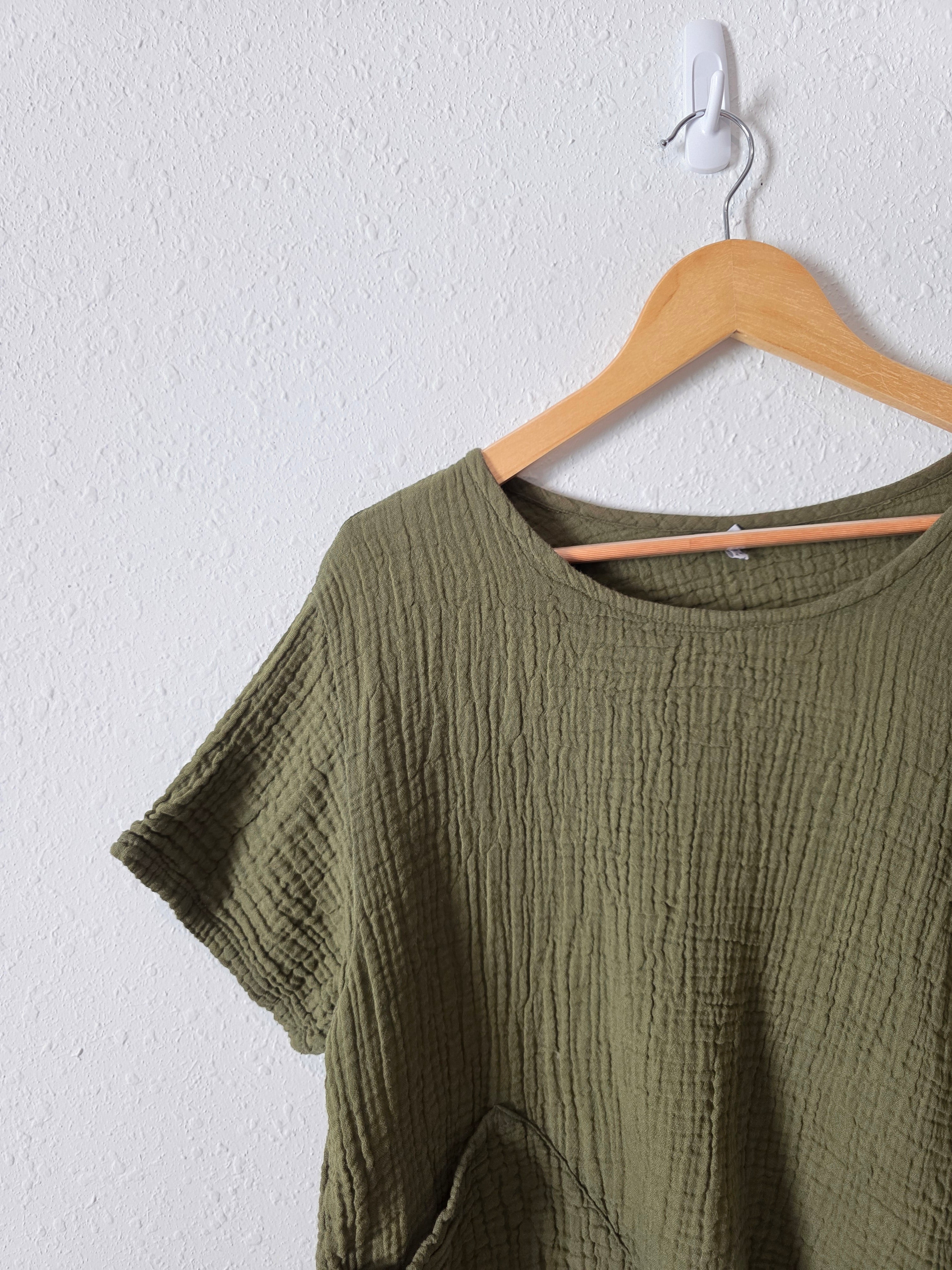 Olive Cotton Muslin Top (XXL)