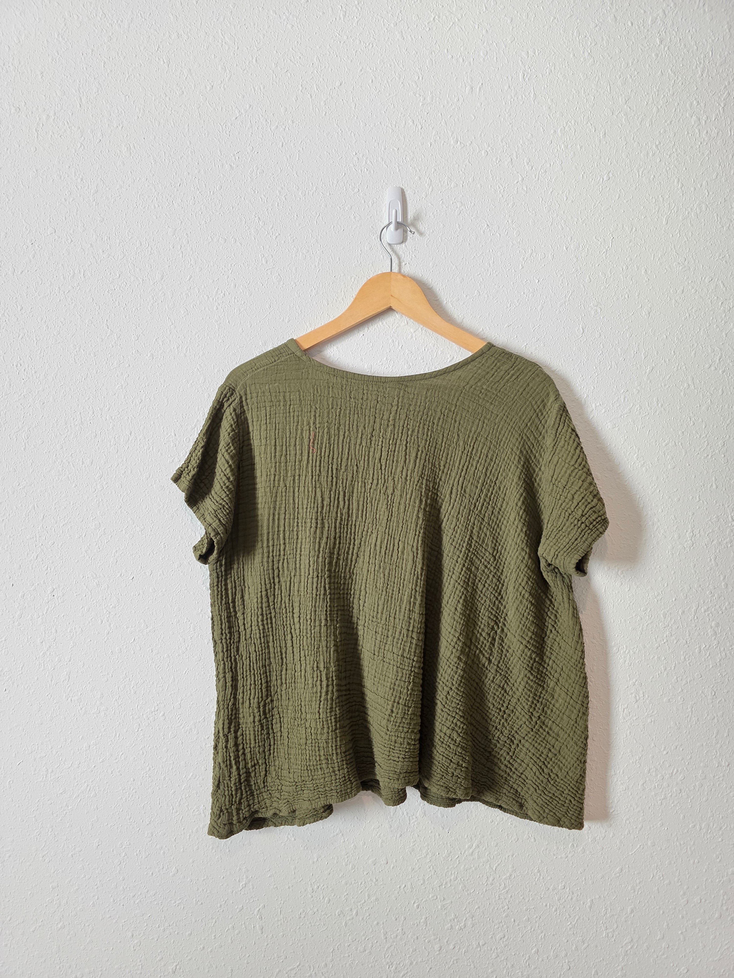 Olive Cotton Muslin Top (XXL)