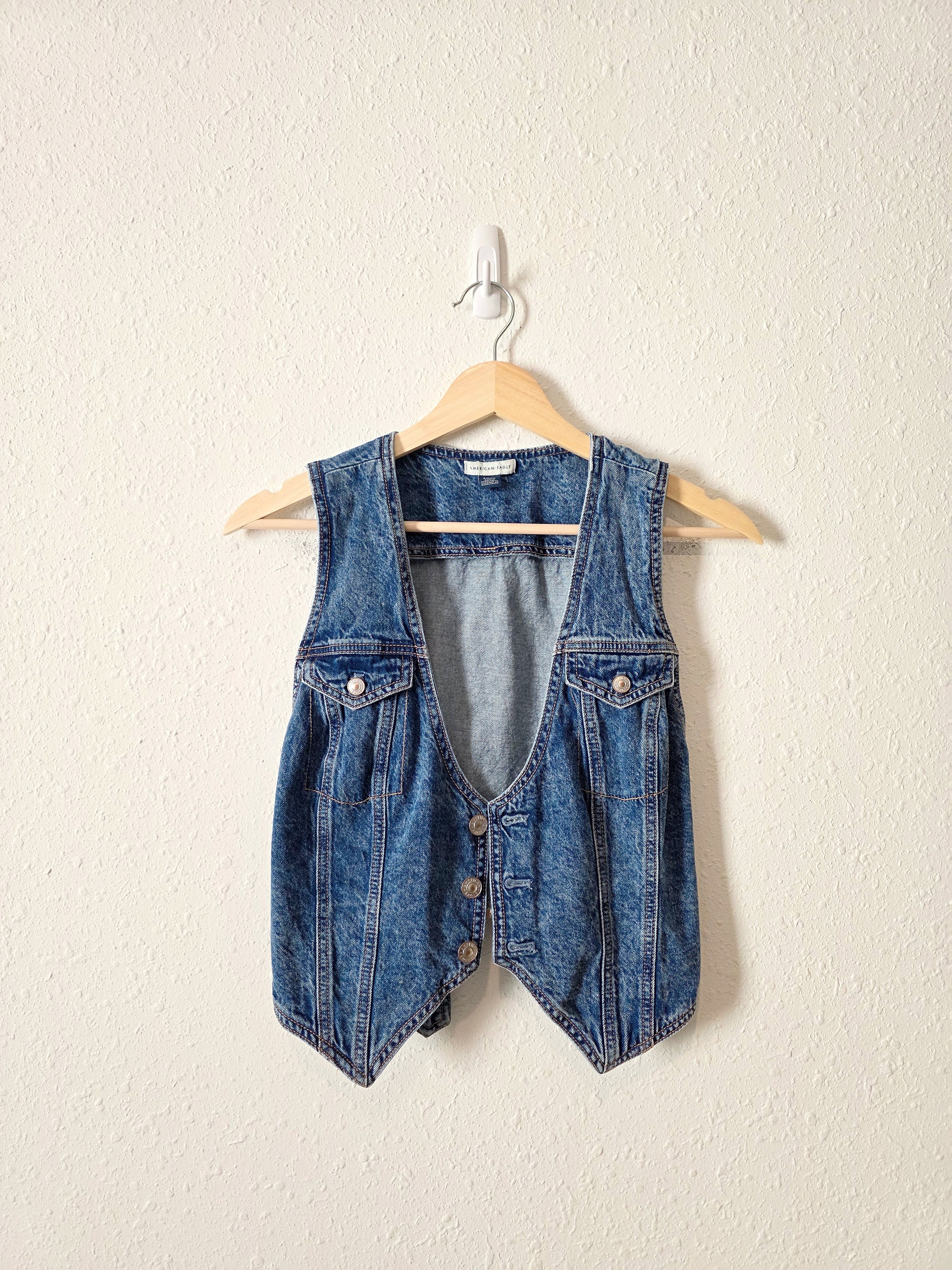 Denim Button Front Vest (S)