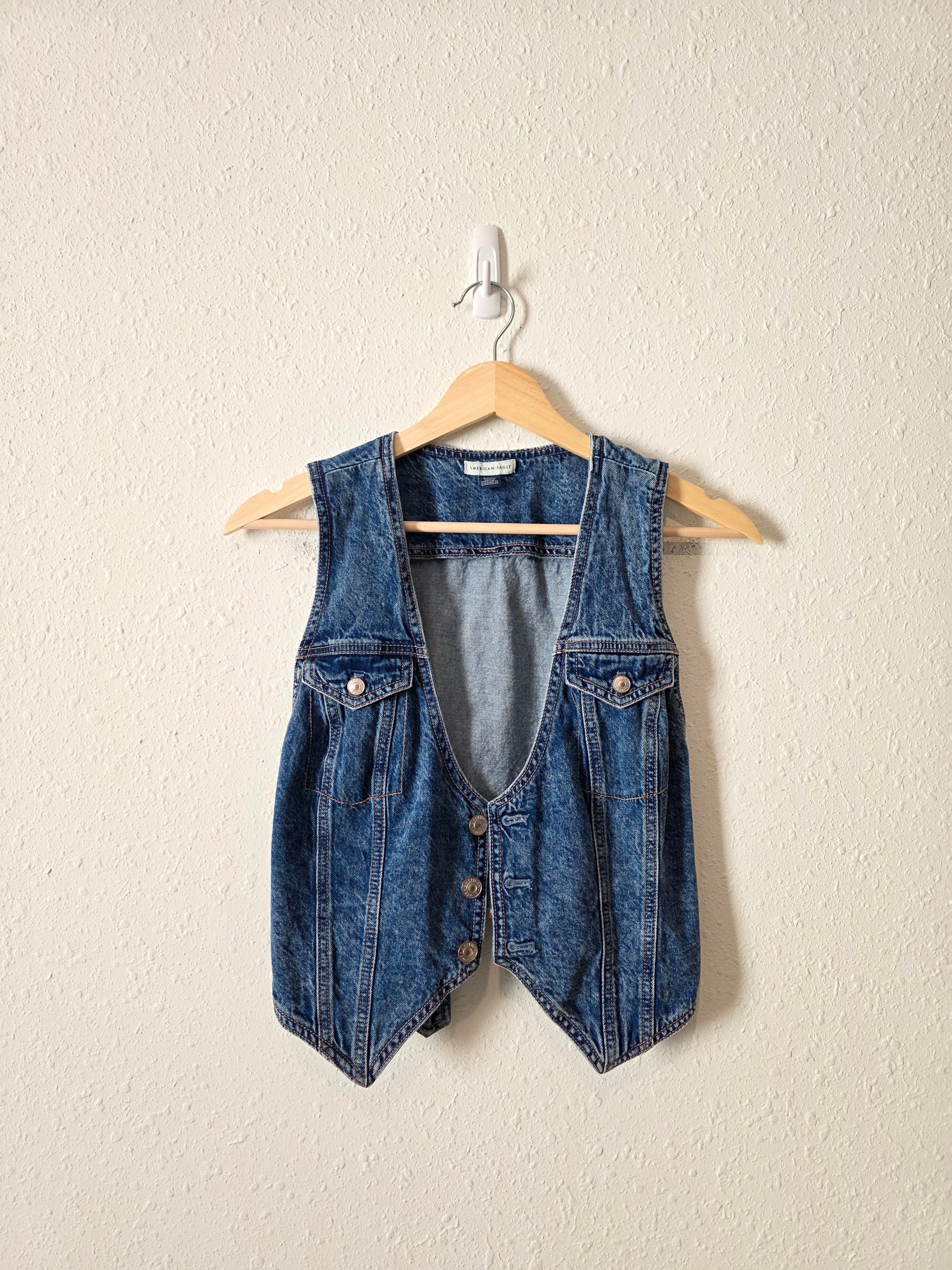 Denim Button Front Vest (S)